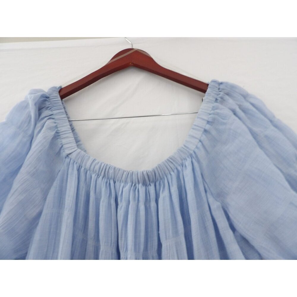 On and Off the Shoulder Kendal Maxi Dress with Ruffled Tiers in Blue | Large - Picture 10 of 13